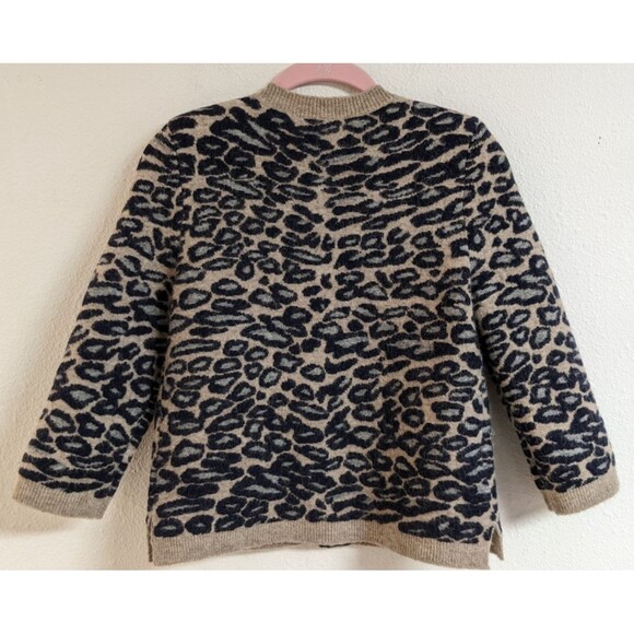ANN TAYLOR Animal Print Alpaca/Merino Wool Blend Thick Plush Button-Up Sweater S - Picture 6 of 11